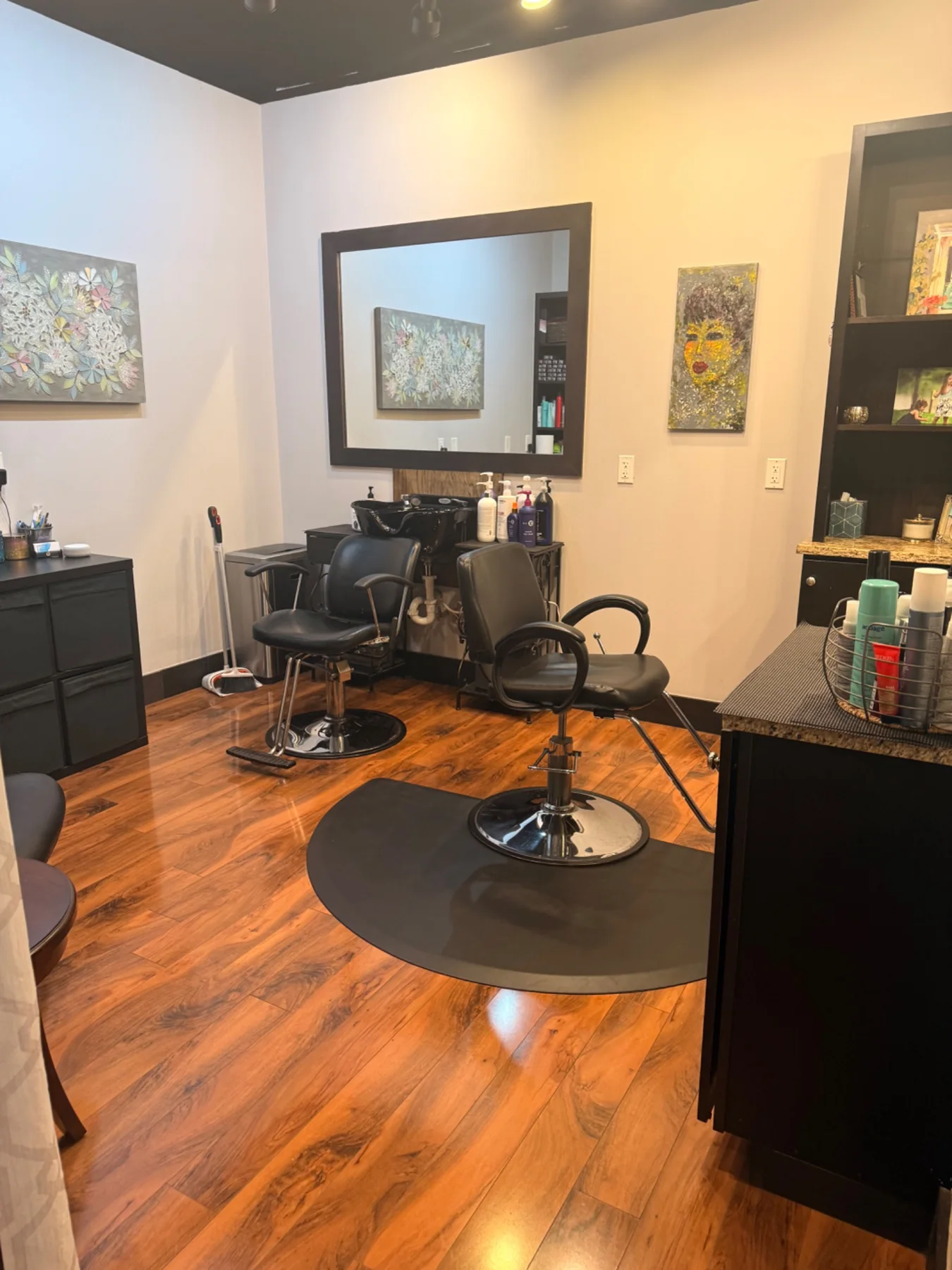 Another view of Mitra's private hair studio